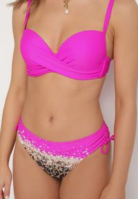 Born2be - Fuksjowe Bikini Biustonosz i Majtki Figi z Dodatkową Narzutką w Panterkę Pasalitia. Kolor: różowy. Wzór: motyw zwierzęcy #4