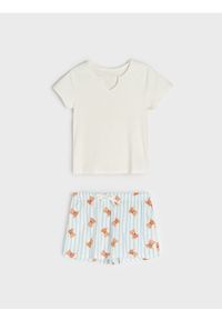 Sinsay - Bawełniana piżama dwuczęściowa z motywem misia - biały. Kolor: biały. Materiał: bawełna #1