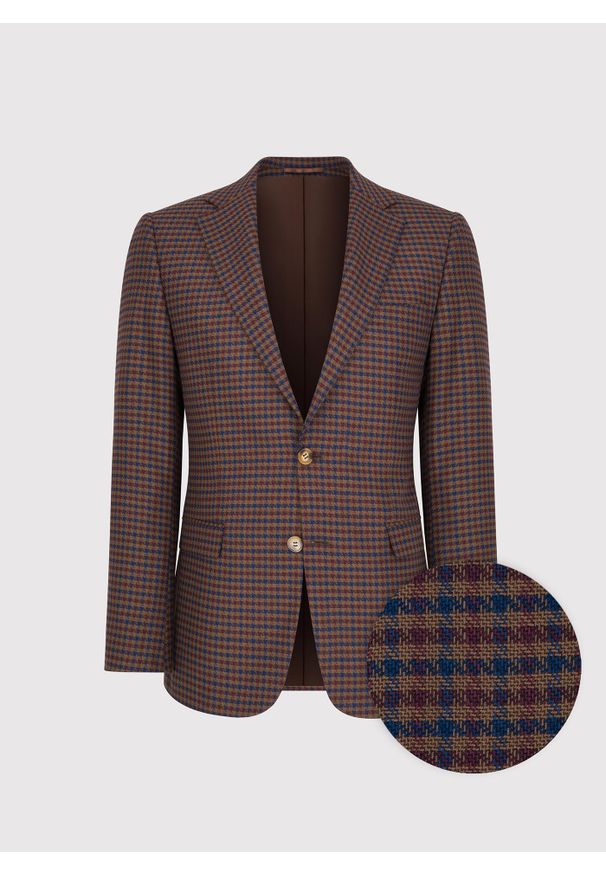 Pako Lorente - PAKO LORENTE – Brązowa marynarka w drobną kratę. Kolor: brązowy. Materiał: wiskoza, poliester, elastan. Sezon: jesień