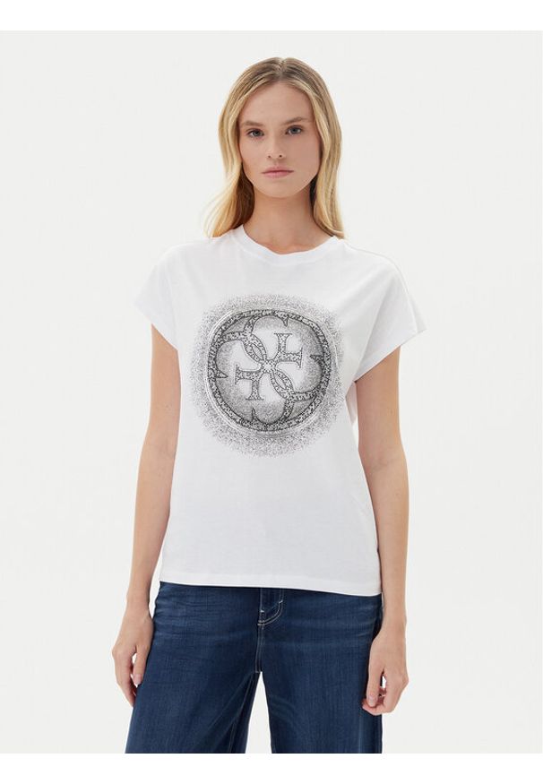 Guess T-Shirt W5YI14 I3Z14 Biały Regular Fit. Kolor: biały. Materiał: bawełna