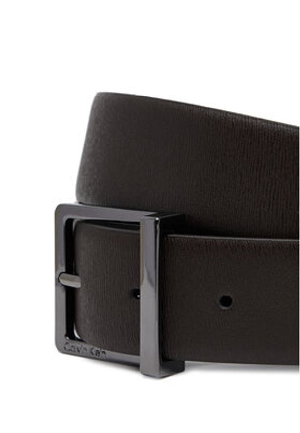 Calvin Klein Pasek Męski Sleek Square Tex 35Mm K50K512837 Brązowy. Kolor: brązowy. Materiał: skóra