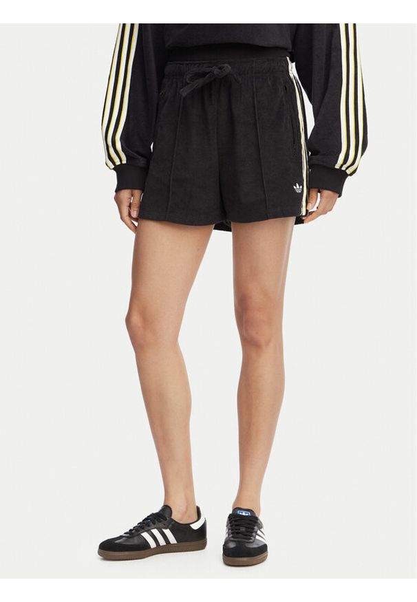 Adidas - adidas Szorty sportowe Terry Towel Firebird KD1398 Czarny Loose Fit. Kolor: czarny. Materiał: bawełna