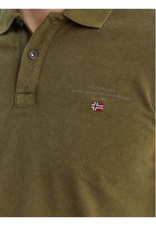 Napapijri Polo Elbas NP0A4GDL Zielony Regular Fit. Typ kołnierza: polo. Kolor: zielony. Materiał: bawełna