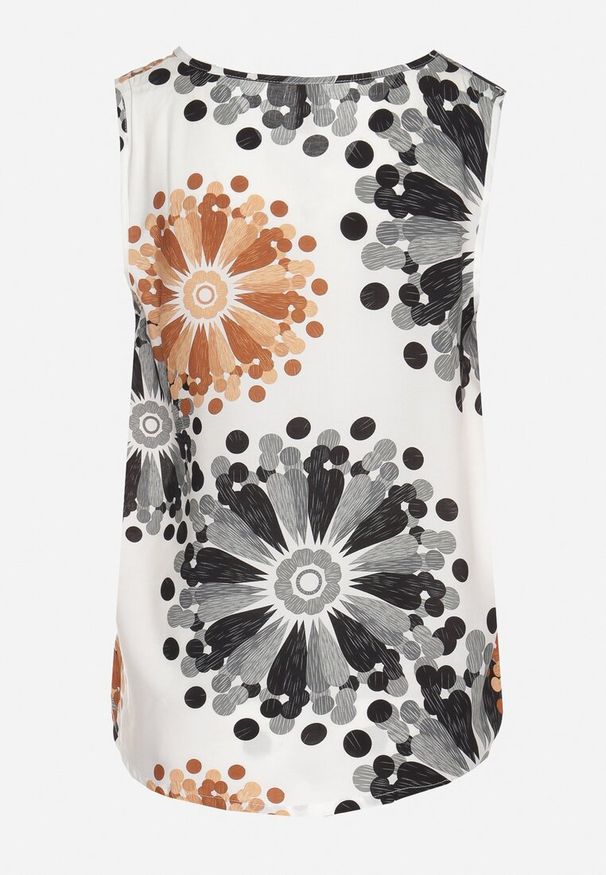 Born2be - Czarno-Beżowa Bluzka Top z Bawełny z Motywem Kwiatowym Ameliene. Okazja: na co dzień. Typ kołnierza: dekolt w serek. Kolor: czarny. Materiał: bawełna. Wzór: kwiaty. Styl: casual, elegancki