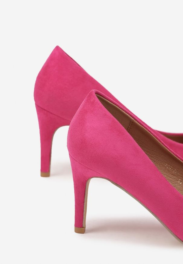Renee - Fuksjowe Casualowe Szpilki Vices z Wkładką ze Skóry Naturalnej Cleinae. Okazja: na co dzień. Kolor: różowy. Materiał: skóra. Obcas: na szpilce. Styl: casual. Wysokość obcasa: średni