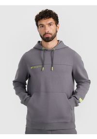 4f - 4F Bluza dresowa nierozpinana z kapturem męska - szara XL. Okazja: na co dzień. Typ kołnierza: kaptur. Kolor: szary. Materiał: dresówka. Styl: casual