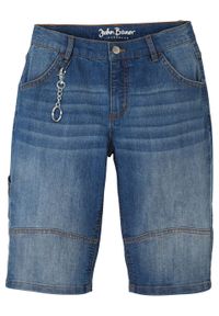 Bermudy dżinsowe Slim Fit z brelokiem na łańcuszku bonprix niebieski "stone”. Kolor: niebieski #1
