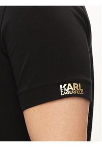 Karl Lagerfeld - KARL LAGERFELD T-Shirt 755024 542221 Czarny Regular Fit. Typ kołnierza: dekolt w karo. Kolor: czarny. Materiał: bawełna