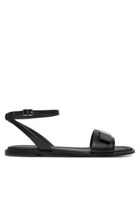 Calvin Klein Sandały Flat Sandal W/Ck Hw - Lth HW0HW02367 Czarny. Kolor: czarny. Materiał: skóra #1