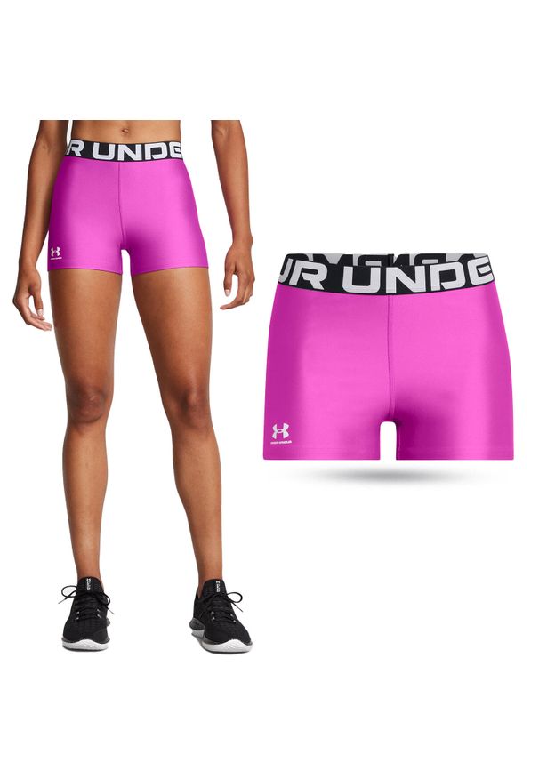 Under Armour - Krótkie legginsy treningowe damskie UNDER ARMOUR szybkoschnące kolarki. Kolor: fioletowy. Długość: krótkie