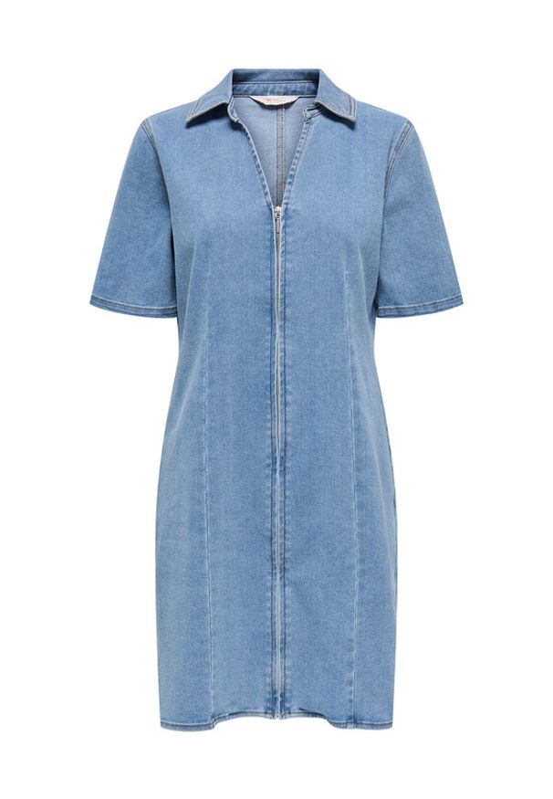 only - ONLY Sukienka jeansowa Frida 15360436 Niebieski Regular Fit. Kolor: niebieski. Materiał: bawełna