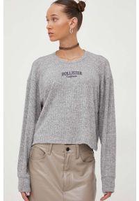 Hollister Co. longsleeve damski kolor szary. Kolor: szary. Długość rękawa: długi rękaw. Długość: długie. Styl: klasyczny #1