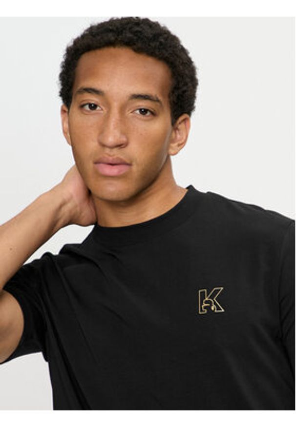 Karl Lagerfeld - KARL LAGERFELD T-Shirt 755030 544221 Czarny Regular Fit. Typ kołnierza: dekolt w karo. Kolor: czarny. Materiał: bawełna