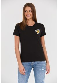 Kenzo - KENZO Czarny damski t-shirt WITH 'TIGER VARSITY' PRINT, Rozmiar XS. Kolor: czarny. Wzór: nadruk