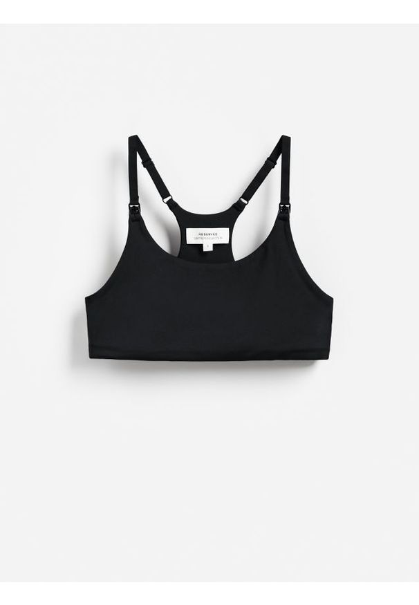 Reserved - Sportowy top - czarny. Kolor: czarny. Materiał: dzianina. Styl: sportowy