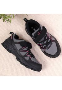 Buty trekkingowe dziecięce wodoodporne na rzep szare American Club czarne. Zapięcie: rzepy. Kolor: wielokolorowy, czarny, szary #3