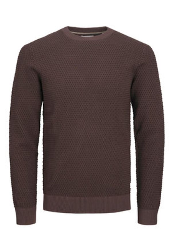 Jack & Jones Sweter 12212816 Brązowy Regular Fit. Kolor: brązowy. Materiał: bawełna