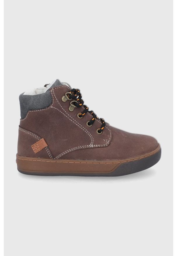 Garvalin Buty skórzane dziecięce kolor brązowy. Kolor: brązowy. Materiał: skóra
