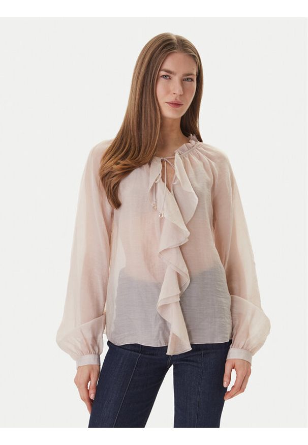 Guess Bluzka W6GH28 W1844 Beżowy Regular Fit. Kolor: beżowy. Materiał: lyocell