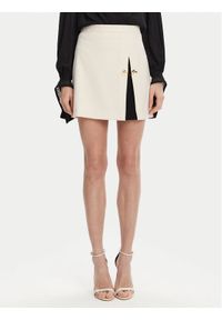 Elisabetta Franchi Spódnica mini GO-079-51E2 Écru Regular Fit. Materiał: syntetyk