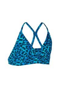 OLAIAN - Góra kostiumu kąpielowego dla dzieci Olaian 500 Lizy Leopard. Kolor: niebieski. Materiał: elastan, poliester, materiał