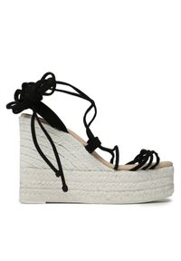 Manebi Espadryle Lace-Up Wedge Espadrilles L 8.6 WA Czarny. Kolor: czarny. Materiał: zamsz, skóra