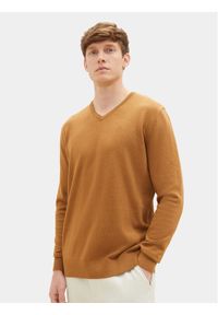Tom Tailor Sweter 1027665 Brązowy Regular Fit. Kolor: brązowy. Materiał: bawełna