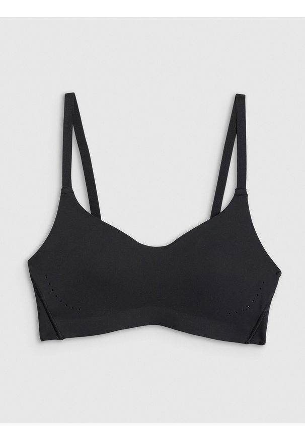 4f - 4F Biustonosz do jogi z niskim wsparciem damski - czarny S. Kolor: czarny. Materiał: materiał. Sport: joga i pilates