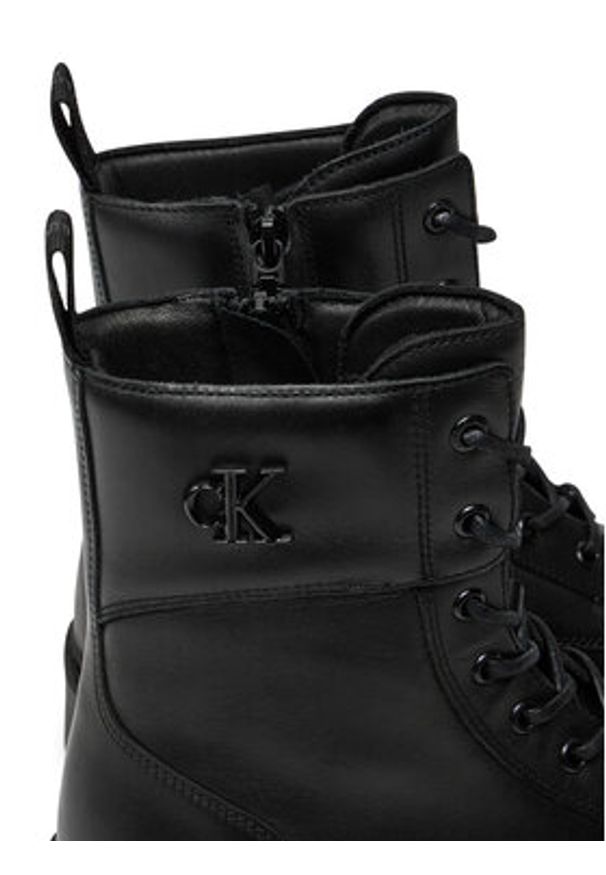 Calvin Klein Jeans Trapery Combat Boot Mid Zip Lth In Calf YW0YW01550 Czarny. Kolor: czarny. Materiał: skóra