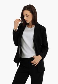 Volcano - Dłuższa marynarka JB-KATSU. Kolor: czarny. Materiał: elastan, wiskoza, materiał. Długość: długie. Wzór: gładki, kolorowy. Styl: elegancki, klasyczny #1