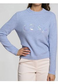 Sinsay - Sweter z połyskującymi cekinami z domieszką wełny - błękitny. Kolor: niebieski. Materiał: wełna #1