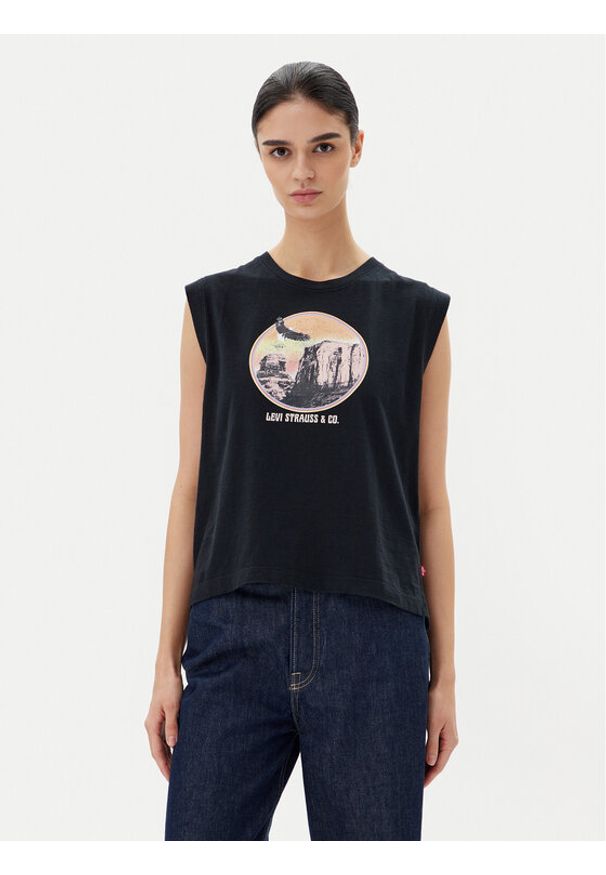 Levi's® Top Graphic 001MW-0003 Czarny Standard Fit. Kolor: czarny. Materiał: bawełna