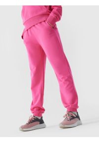 4f - Spodnie dresowe joggery dziewczęce. Kolor: różowy. Materiał: dresówka. Sezon: wiosna #2