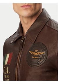 Aeronautica Militare Kurtka skórzana 261PN5056U100839 Brązowy ciemny Regular Fit. Kolor: brązowy. Materiał: skóra #5