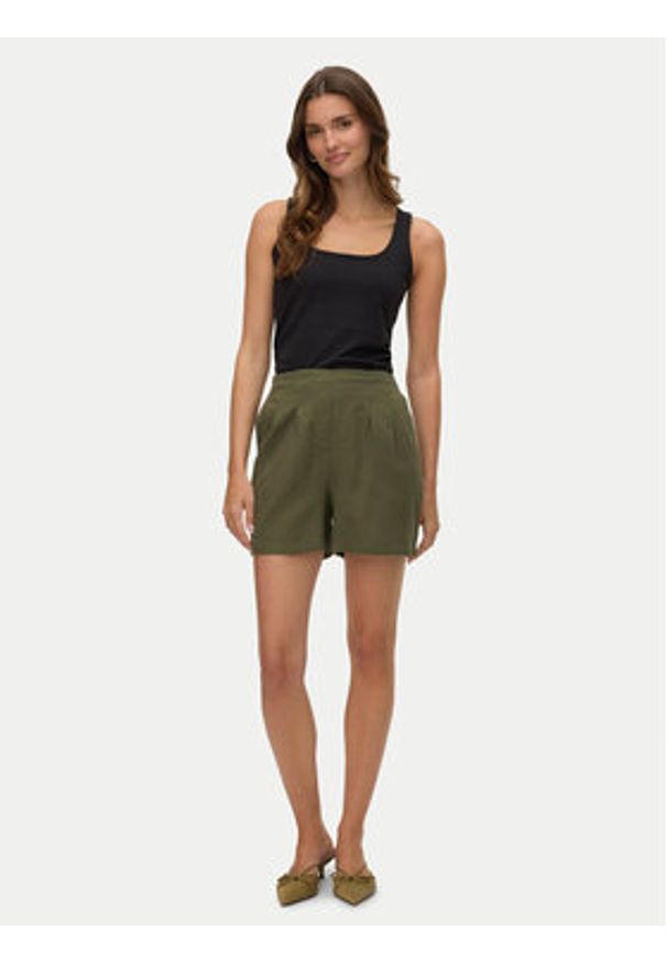 Vero Moda Szorty materiałowe Jesmilo 10279694 Zielony Regular Fit. Kolor: zielony. Materiał: len