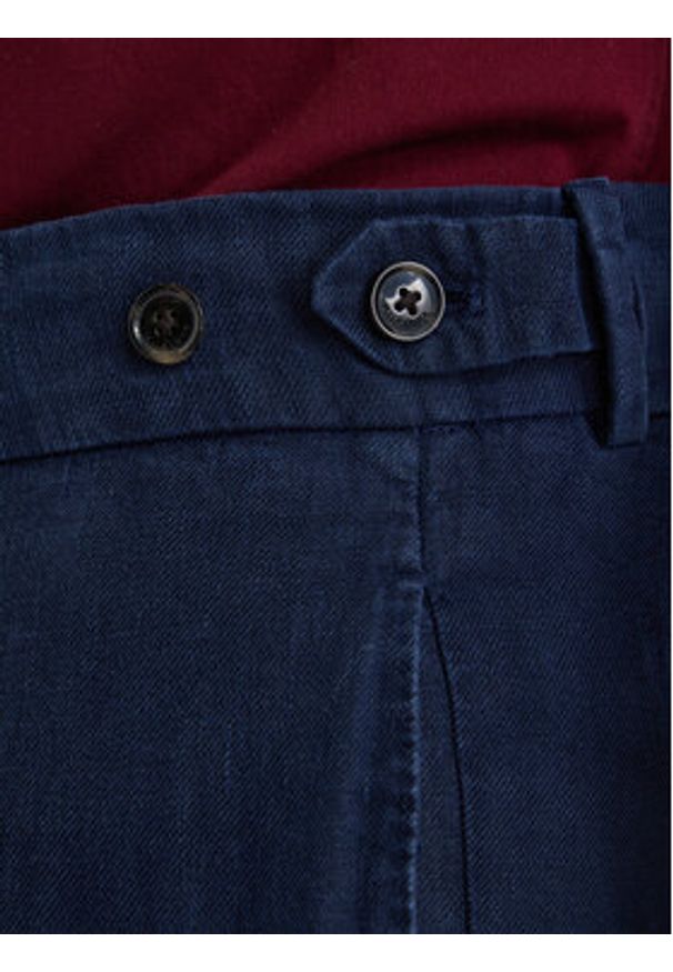 TOMMY HILFIGER - Tommy Hilfiger Spodnie materiałowe Smart Casual MW0MW42708 Granatowy Regular Fit. Okazja: na co dzień. Kolor: niebieski. Materiał: len. Styl: casual