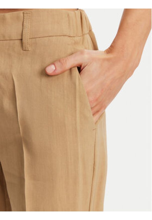 Marella Spodnie materiałowe Arles 2513131065 Beżowy Slim Fit. Kolor: beżowy. Materiał: len, wiskoza