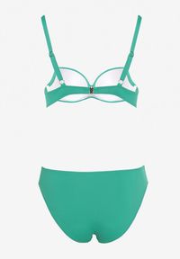 Born2be - Zielony Komplet Dwuczęściowy Bikini Biustonosz z Metalowym Zapięciem Majtki Typu Figi Vertella. Kolor: zielony #5