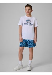 4f - 4F T-shirt regular z nadrukiem chłopięcy - biały 152 (11-12 lat). Okazja: na co dzień. Kolor: biały. Materiał: bawełna, dzianina. Wzór: nadruk. Sezon: lato. Styl: casual #2
