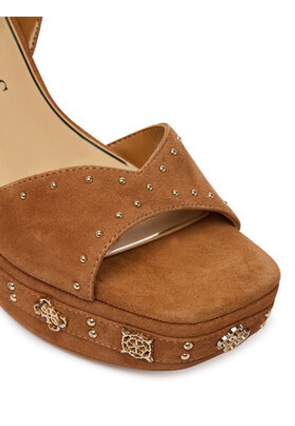 Guess Sandały FLJV2C SUE03 Brązowy jasny. Kolor: brązowy. Materiał: skóra, zamsz