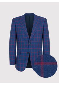 Pako Lorente - PAKO LORENTE – Granatowa marynarka w czerwoną kratę. Kolor: czerwony, niebieski, wielokolorowy. Materiał: wełna, len, jedwab #8