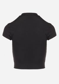 Born2be - Czarny T-shirt o Krótkim Dopasowanym Kroju z Napisem Ebira. Kolor: czarny. Materiał: jeans. Długość: krótkie. Wzór: napisy. Styl: klasyczny, elegancki, sportowy #5
