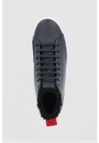 Hugo Buty skórzane 50459896.006 kolor czarny na płaskiej podeszwie. Nosek buta: okrągły. Zapięcie: sznurówki. Kolor: czarny. Materiał: skóra. Obcas: na płaskiej podeszwie #5