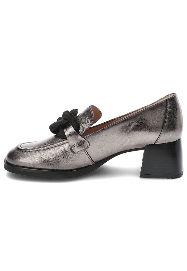 Szare Półbuty Hispanitas Eleganckie Obuwie Damskie. Okazja: na co dzień. Kolor: szary. Materiał: materiał, skóra. Obcas: na obcasie. Styl: elegancki. Wysokość obcasa: średni