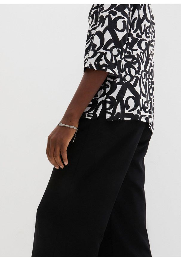 bonprix - Shirt z okrągłym dekoltem, rękawy 3/4. Kolor: biały. Materiał: wiskoza. Wzór: nadruk