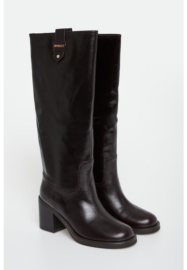 Twinset Milano - Kozaki damskie skórzane TWINSET. Materiał: skóra