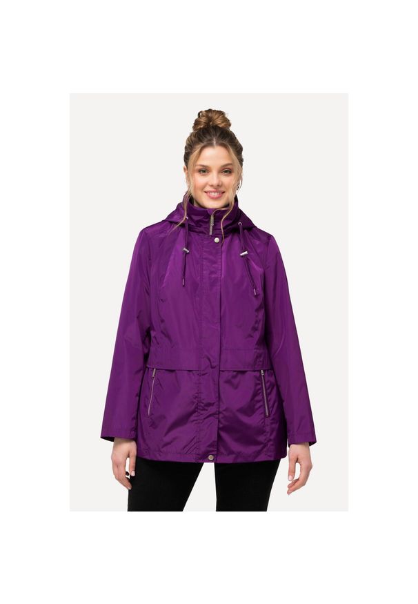 ULLA POPKEN - Damskie Kurtka przeciwwiatrowa HYPRAR hydrofobowa kaptur. Kolekcja: plus size. Kolor: fioletowy. Materiał: poliester, materiał. Sport: turystyka piesza