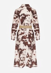 Renee - Brązowa Sukienka z Wiskozą o Koszulowym Kroju z Paskiem w Krowie Łaty Carlitia. Okazja: na imprezę. Kolor: brązowy. Materiał: wiskoza. Typ sukienki: koszulowe #7