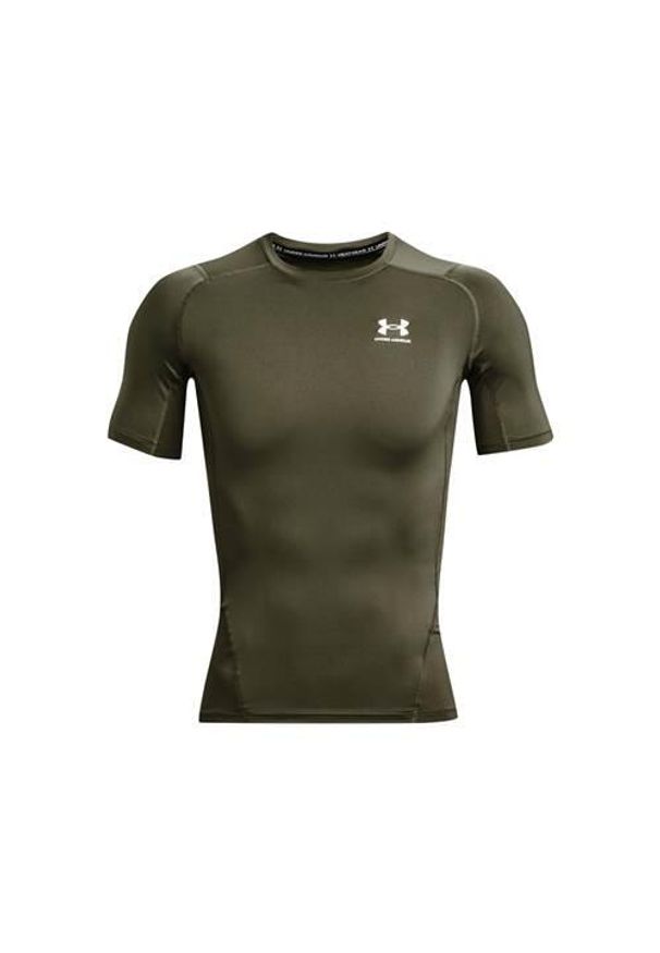 Koszulka treningowa męska Under Armour Ua Hg Armour Comp Ss. Kolor: zielony. Materiał: poliester. Długość rękawa: krótki rękaw. Długość: krótkie. Sport: bieganie