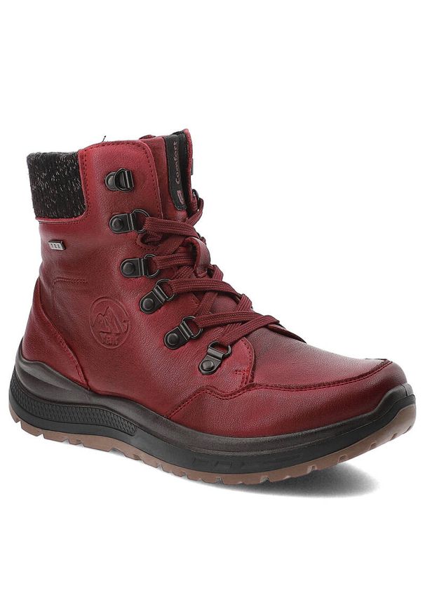 Bordowe Botki G-Comfort Modne Buty damskie. Okazja: na co dzień. Kolor: czerwony. Materiał: skóra. Styl: casual, elegancki
